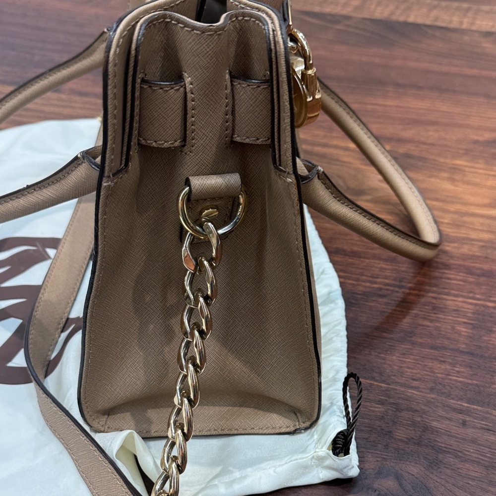 Michael Kors Saffiano Leather Satchel in Taupe - Picture 6 of 14